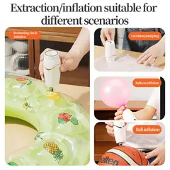 MOVI - BOMBA VACIO PARA BOLSAS COMPRESORAS E INFLADOR 2 EN 1, CON 5 BOLSAS REUTILIZABLES DE 23X23 CMS