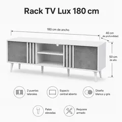 SPACE HOME - Mueble para TV Lux 180 cm con Repisas Centrales y Puertas Laterales
