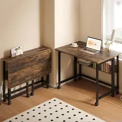 VIDITA - Escritorio Mesa Plegable Con Ruedas 100cm Multiuso Compacto 25 cm Plegado en 10 Segundos