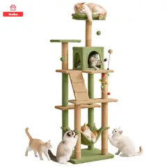 KOBA - Rascador Para Gatos Con Pompones Torre Multifuncional Casa De Juego Para Michis Grande 162cm