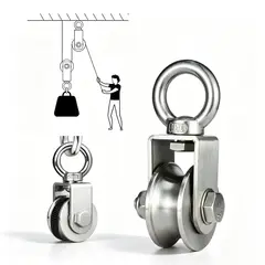 TSKY CHILE SHOPPING - Polea Elevadora de Acero Inoxidable 304 Ranura U Cáncamo Giratorio 360° 500kg