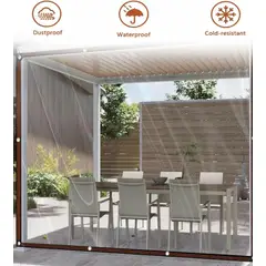 GENERICO - Lona Impermeable Transparente 2×6m Resistente + 10m Cuerda 2m X 6m