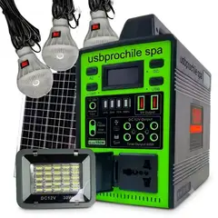 GENERICO - Kit Emergencia Solar Emergencia y Camping 150w Recargable Radio Mp3 + Ampolletas