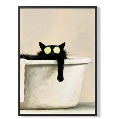 ELAB PROPIA - Cuadro Decorativo Gato En La Bañera 30x40cm