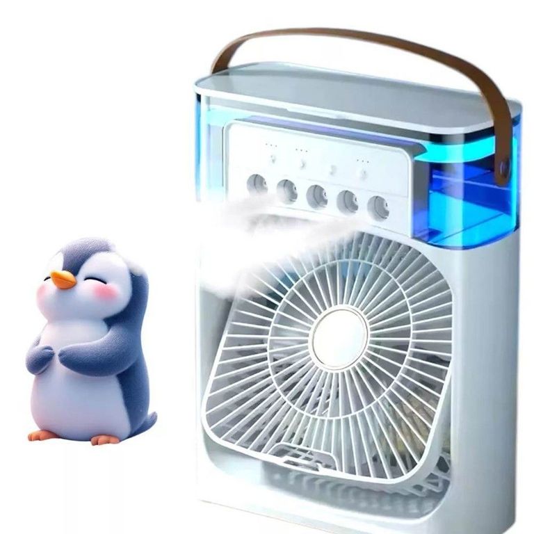 Ventilador Humificador Usb Dormitorio Oficina Aire Frio 13.5 Celeste