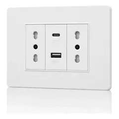 GENERICO - Tomacorriente Inteligente Ferris Doble Con Entrada Usb Y Tipo C Color Blanco