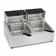 DOPA - Freidora Eléctrica Doble Acero Inoxidable 2 Canastillos