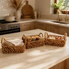 BOHEMIK - Set de 3 Cestas Organizadora Dalia M de Jacinto de Agua 30 cm x 20 cm x 10 cm