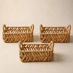 BOHEMIK - Set de 3 Cestas Organizadoras Dalia L de Jacinto de Agua 35 cm x 25 cm x 13 cm