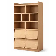 GENERICO - Librero Estante Organizador Nórdico 100x30x180 cm 4 Puertas Tablero Ecológico 15 mm Madera