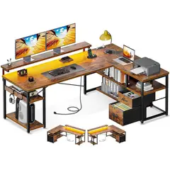 YOMYM - Escritorio Oficina Forma L Con 2 Cajones Altura Ajustable 168×110×70cm Amarillo