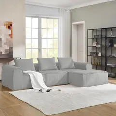MOVELARIA - Sofa Loop 3 Cuerpos + Pouf - Espuma Comprimida -270x58x167 Gris claro G1234