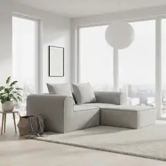 MOVELARIA - Sofa Loop 2 Cuerpos + Pouf - Espuma comprimida - 194X57X167 Gris claro G134