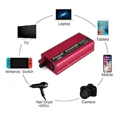 GENERICO - Inversor Voltaje Corriente 12v A 220v Auto Portatil 2000w