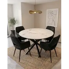 GENERICO - Grupocruzados.cl Comedor Boston 100cm + 4 sillas Ecocuero antique