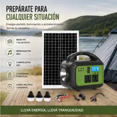 MOVI - Kit Solar de Emergencia 150W con Panel Solar, Luces LED y Puertos USB