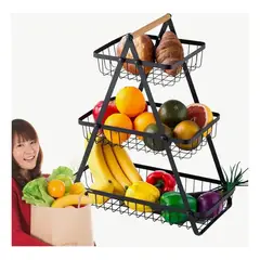 BELKRA - Frutero Organizador Cocina Mesa Vegetales Cesta 3 Niveles