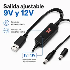 GENERICO - Cable Convertidor USB 5V A 9V 12V Para Router Modem Con Display