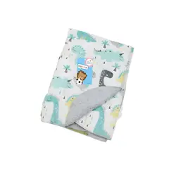 BABYMINE - Manta Frazada Para Bebé Polar Suave 102x76 cm Verde Dinosaurios -