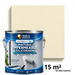 WORLD ACRYLIC - ESMALTE IMPERMEABLE SILICONADA - DIRECTO SOBRE HONGOS – MATE – GALÓN – MARFÍL PERLA