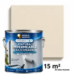 WORLD ACRYLIC - ESMALTE IMPERMEABLE SILICONADA - DIRECTO SOBRE HONGOS – MATE – GALÓN – MARFÍL ARENA