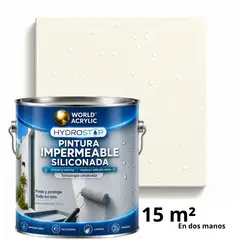 WORLD ACRYLIC - ESMALTE IMPERMEABLE SILICONADA - DIRECTO SOBRE HONGOS – SEMIBRILLO – GALÓN – BLANCO MARFÍL