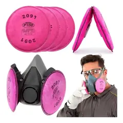 AMBM SHOP - 6200 Máscara De Gas Respirable Antivirus, Antipolvo, Mascarilla con 4 Filtros De Algodón