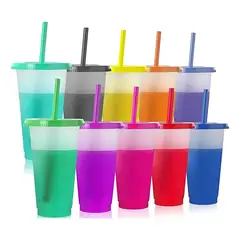 VIDA BUENAS - Vasos Magicos Cambian 10pzs De Color Con Tapa Y Popote 710ml