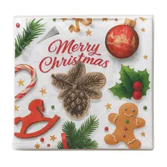 FLIPEREX - Set de 40 Servilletas Navideñas Con Diseños Variados Decorativos - Blanco - MERRY