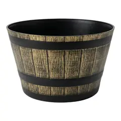 FLIPEREX - Macetero Plastico Diseño Efecto Barril De Madera Maceta XL