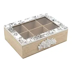 GENERICO - Caja De Te Porta Te Caja De Madera Para El Te 6 Divisiones - Cafe
