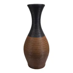 FLIPEREX - Jarron Florero Decorativo Tejido Rattan Moderno Cafes 60 CM