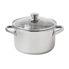 MAINSTAYS - Olla Vaporera Acero Inoxidable 4L Tapa Vidrio