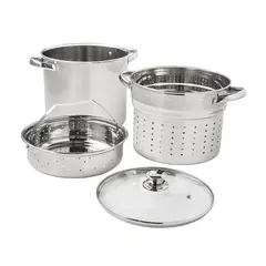 MAINSTAYS - Olla Multipropasito Acero Inoxidable 8L 4 Piezas