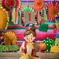 FIESTA - Banner UNO Silla Alta Cumpleaños Mexicano 1 Año