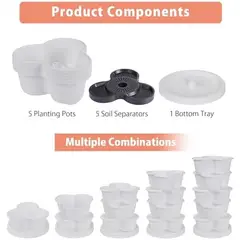 GENERICO - Macetero Vertical VECELO 5 Niveles Autorriego 12,4cm Blanco