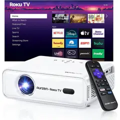 ROKU - Proyector Smart Aurzen TV 1080P WiFi Bluetooth Dolby