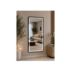 GENERICO - Espejo LED de Cuerpo Entero L08 Negro 70×150 cm con Opción de Pedestal
