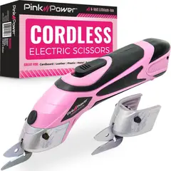 PINK - Tijeras Eléctricas Power HG2043 Inalámbricas para Tela 23 cm