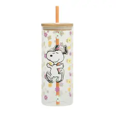 SNOOPY - Vaso Peanuts 22oz Vidrio Soplado Con Sorbete