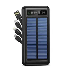 MICROLAB - Cargador Portátil Powerbank Solar 10000 mah Carga Rapido Led