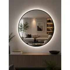 GENERICO - Espejo LED Redondo L02 Black 70 cm