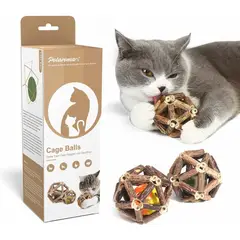 GATO - Juguete Potaroma 3pcs Bola Jaula Silvervine Catnip