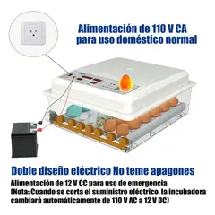WUWAWDO - Incubadora De 36 Huevos Automatica 360 ° Espacio Ajustable