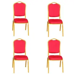 SOHOGAR - Pack 4 sillas de comedor banquetera roja