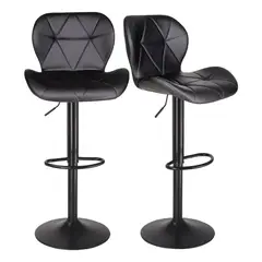 EVERSO - Pack 2 Sillas Bar Piso Altura Regulable Taburete Respaldo
