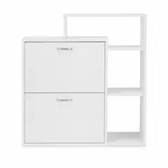 SPACE HOME - Mueble Zapatero Velux Blanco con Repisa Lateral 86,5 x 24 x 90 cm