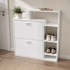 SPACE HOME - Zapatero Blanco con Repisa Velux para Entrada o Dormitorio 86,5 cm