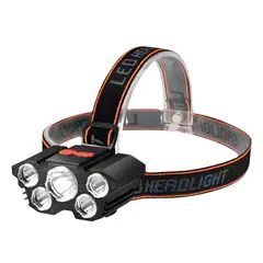 GENERICO - Linterna Led Minero Frontal 5 Led Impermeable Recargable Usb