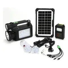 GENERICO - Linterna solar recargable mas 3 ampolletas carga solar y 220v